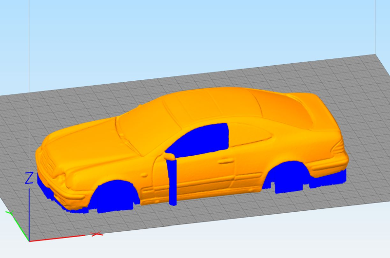 3D-Scan Modellauto in Simplify3D auf Multirap M800 Drucktisch